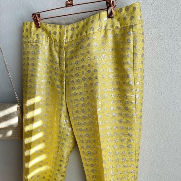 Ann Taylor LOFT Yellow Metallic Career Pants 8 - Picture 5 of 10